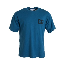 Blue Logo Round Neck Short Sleeves T-shirt