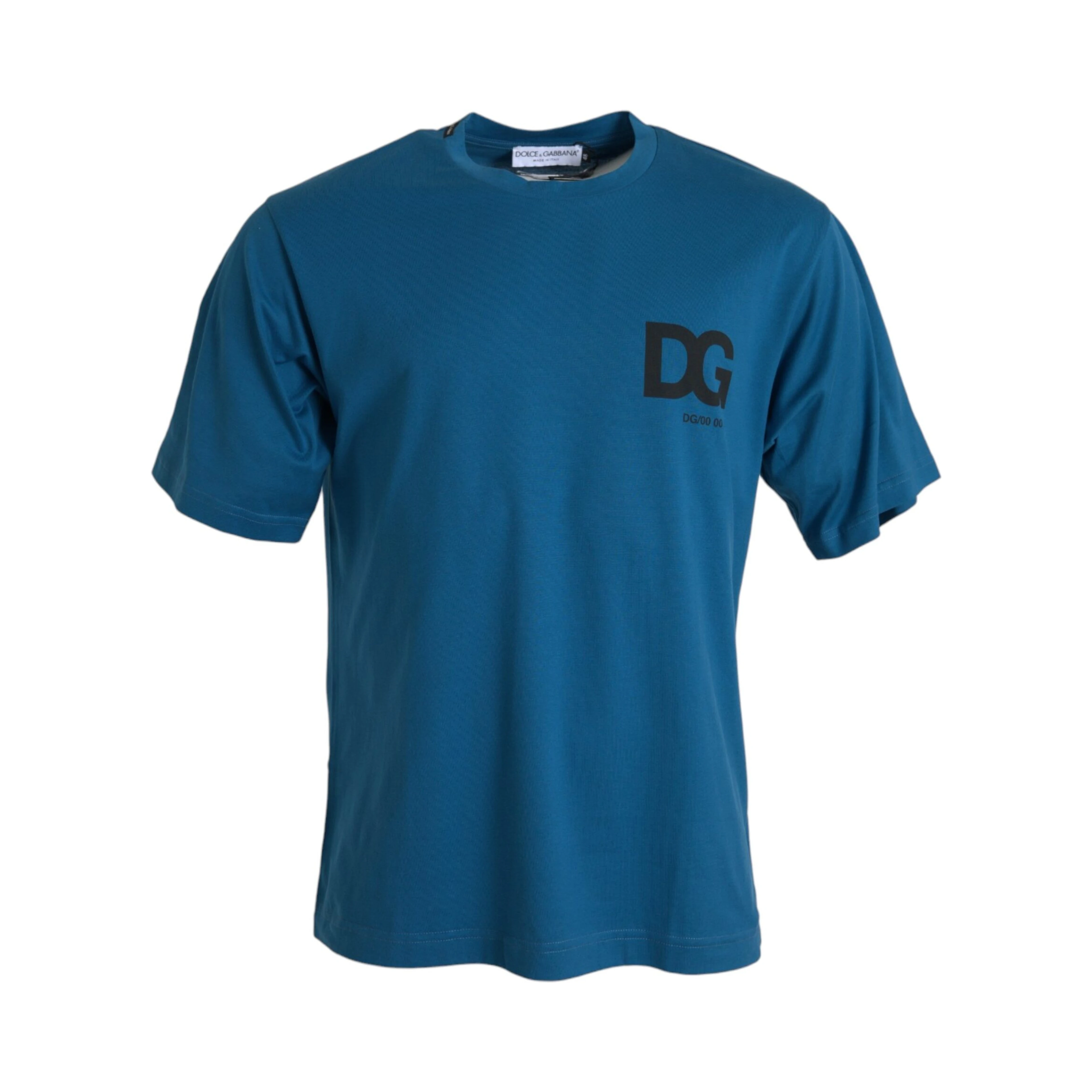Blue Logo Round Neck Short Sleeves T-shirt