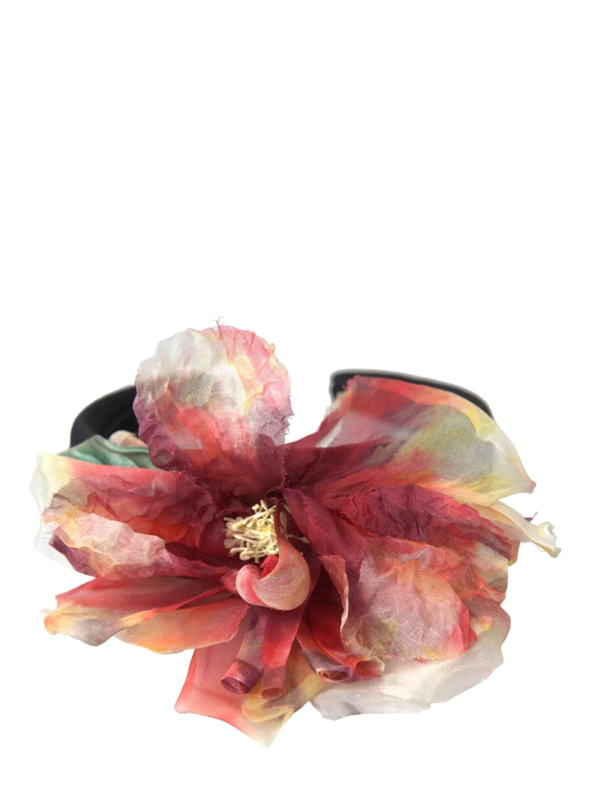 Rose Pink Silk Floral Black Tiara Women Hairband Diadem