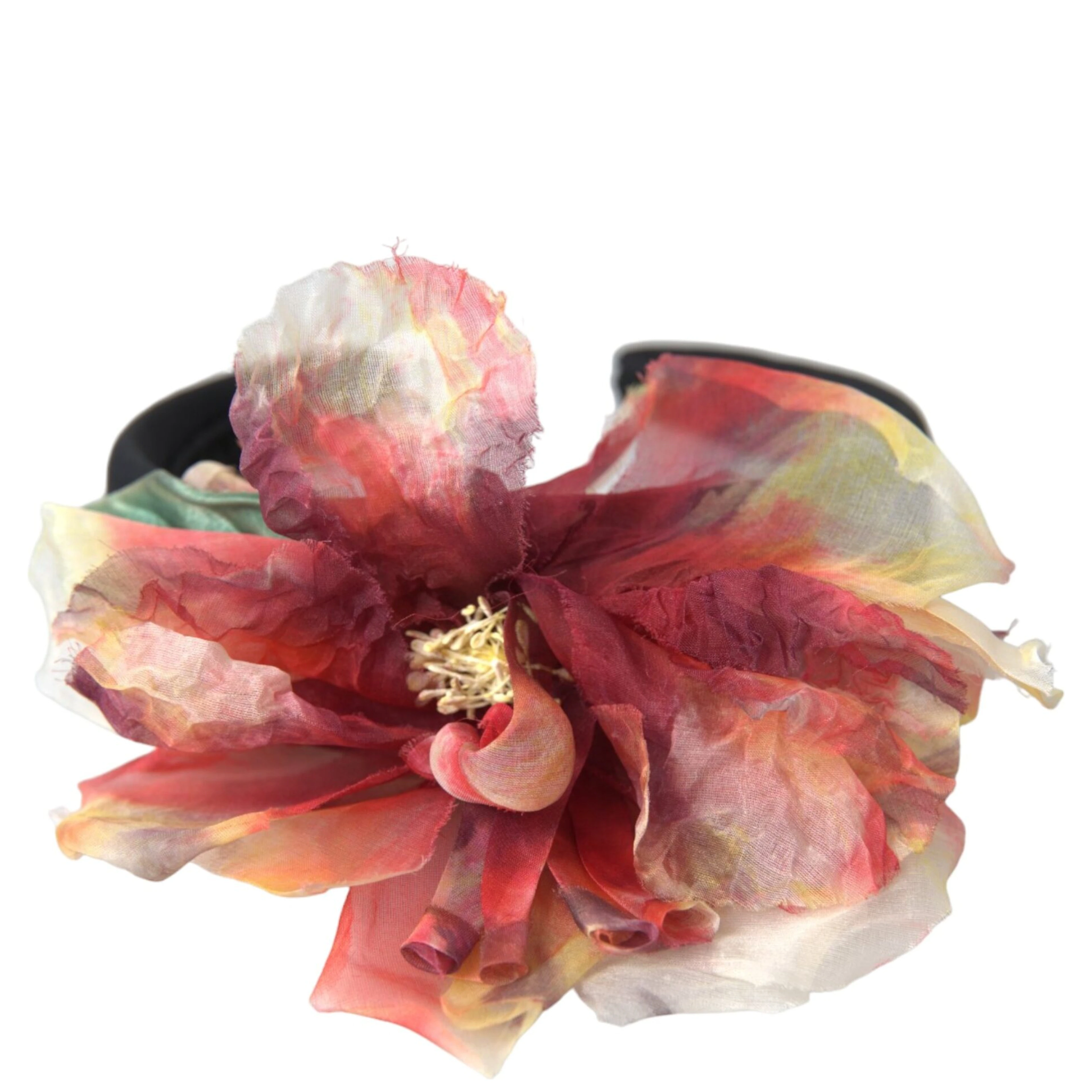 Rose Pink Silk Floral Black Tiara Women Hairband Diadem