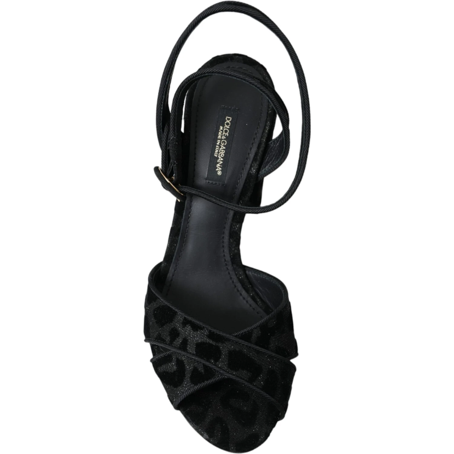 Black Leopard Suede Heels Sandals Shoes