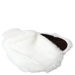White Acrylic Knitted Fur Wrist Mitten Gloves