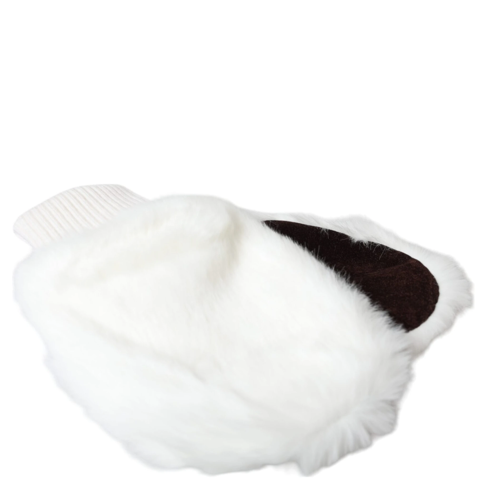 White Acrylic Knitted Fur Wrist Mitten Gloves
