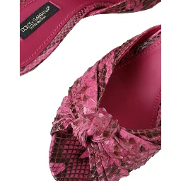 Pink Exotic Leather Kitten Heels Slides Shoes