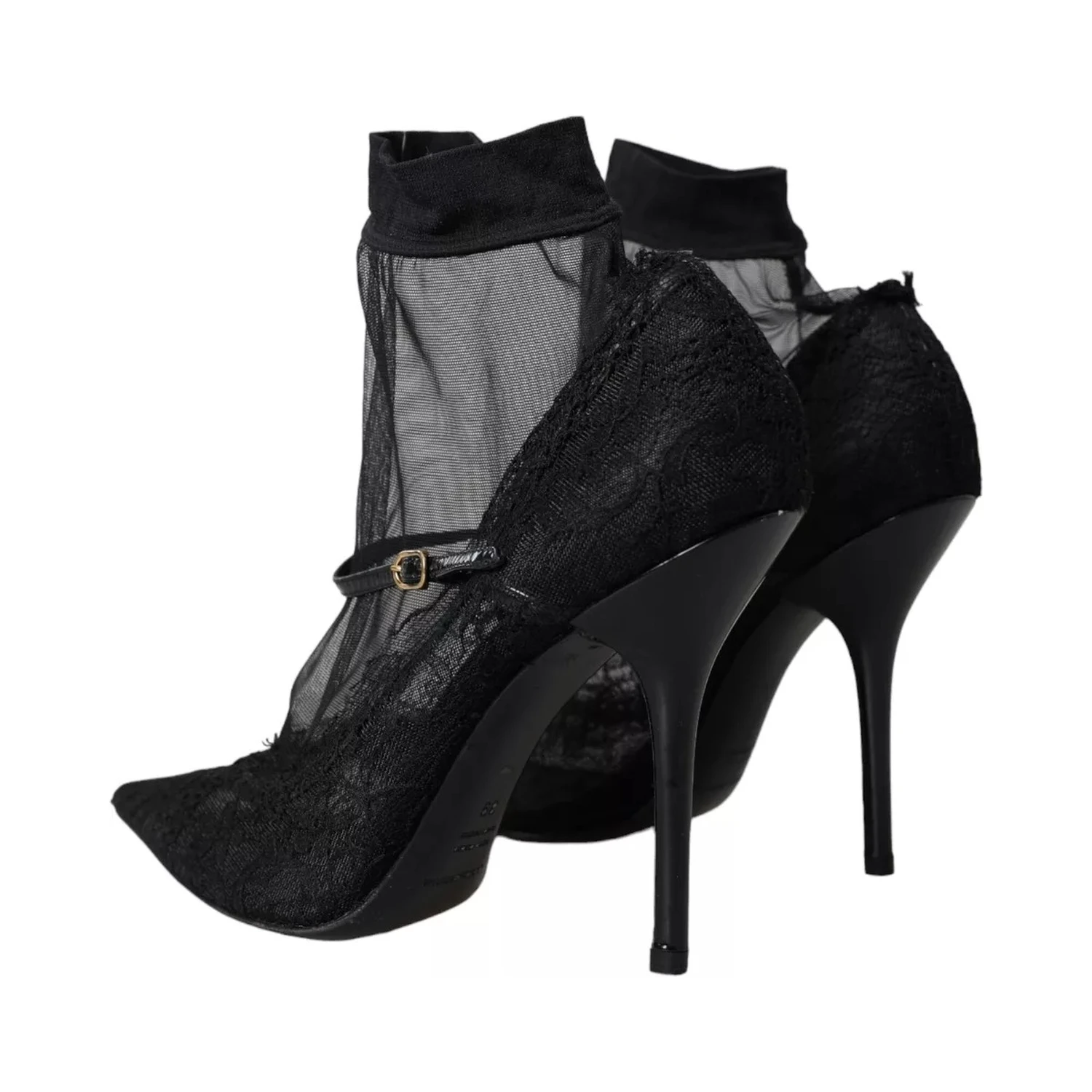 Black Tulle Stretch Boots Pumps Shoes