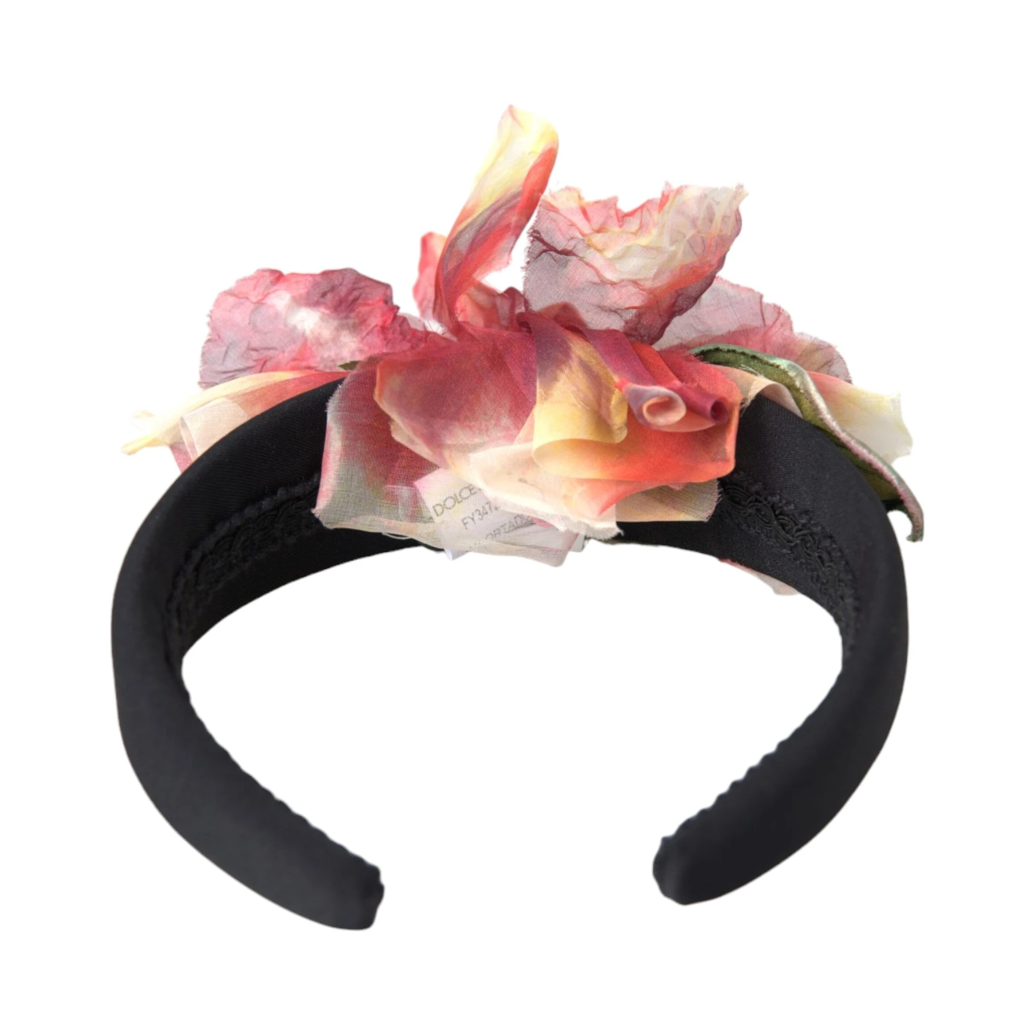 Rose Pink Silk Floral Black Tiara Women Hairband Diadem