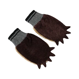 Beige Acrylic Knitted Fur Wrist Mitten Gloves