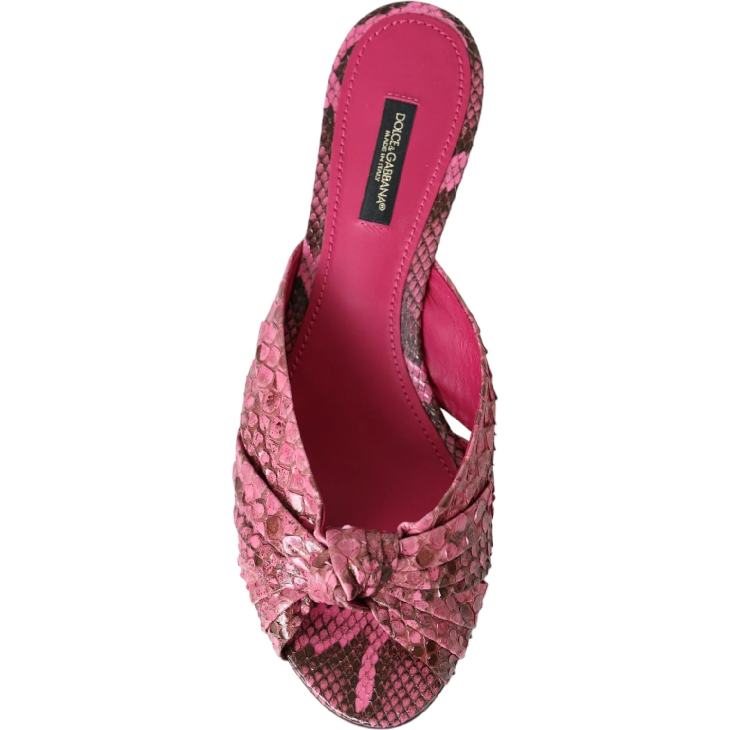 Pink Exotic Leather Kitten Heels Slides Shoes