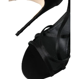 Black Keira Satin Heels Sandals Shoes