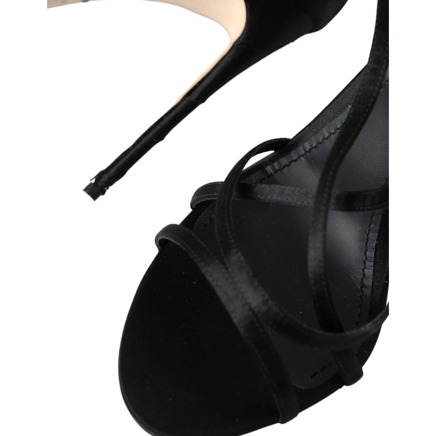 Black Keira Satin Heels Sandals Shoes