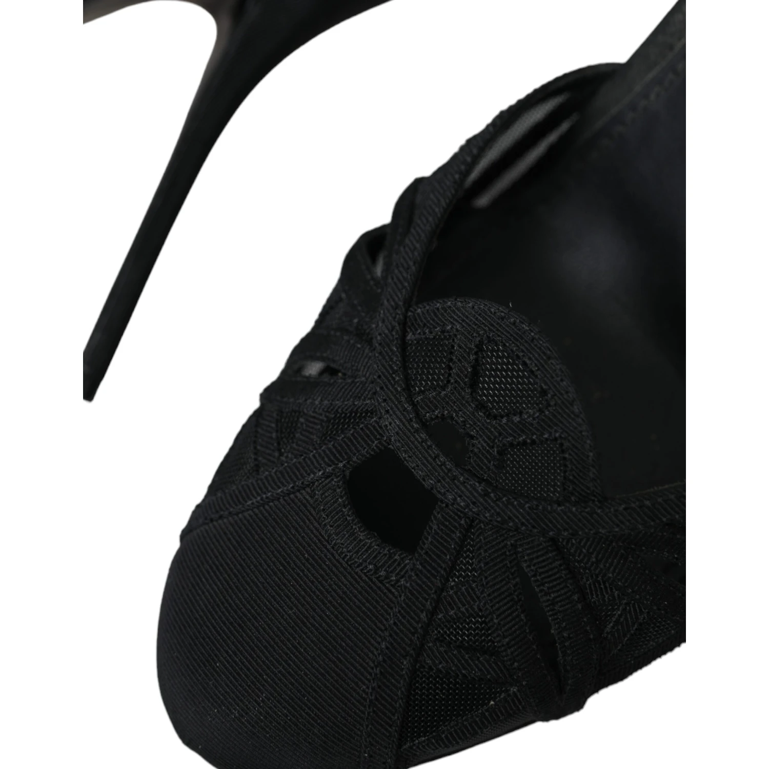 Black Mesh Ankle Strap Heels Sandals Shoes