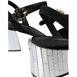Black Crystal Ankle Strap Keira Sandal Shoes
