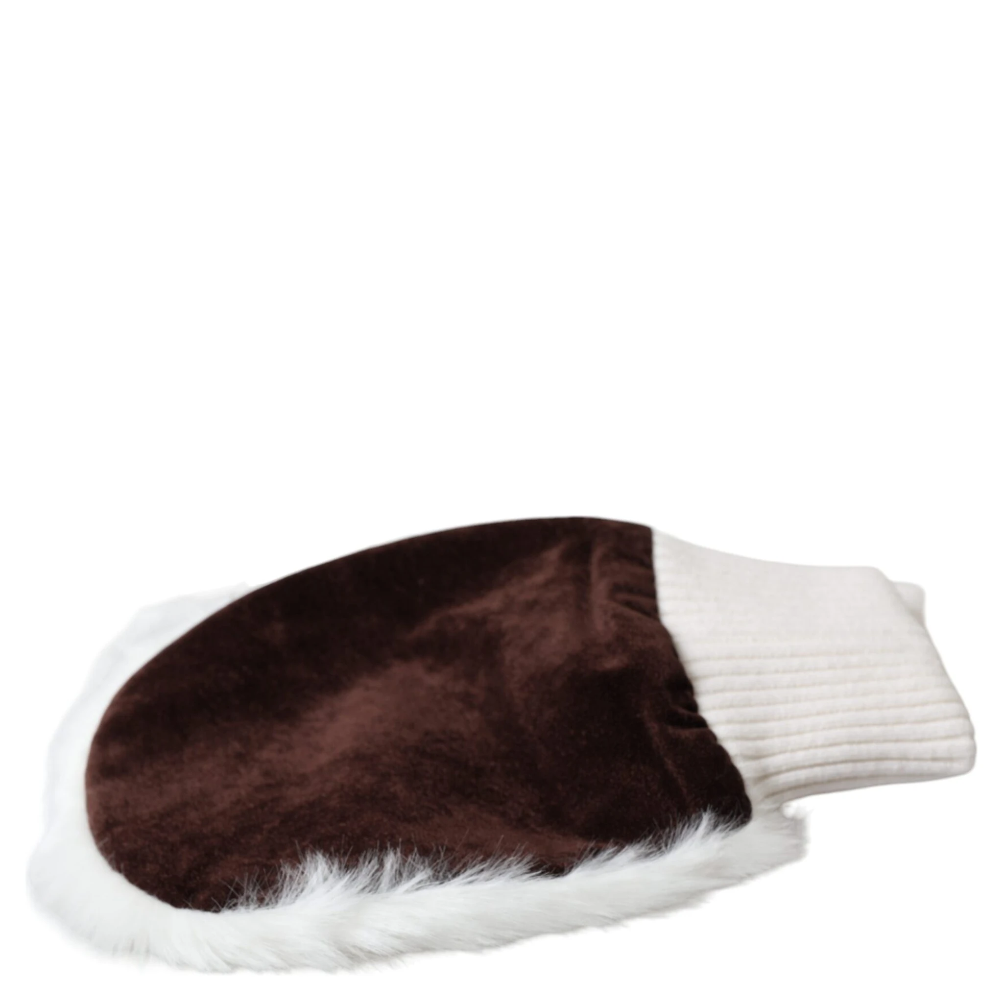 White Acrylic Knitted Fur Wrist Mitten Gloves
