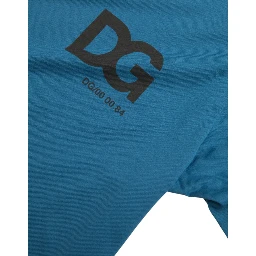 Blue Logo Round Neck Short Sleeves T-shirt