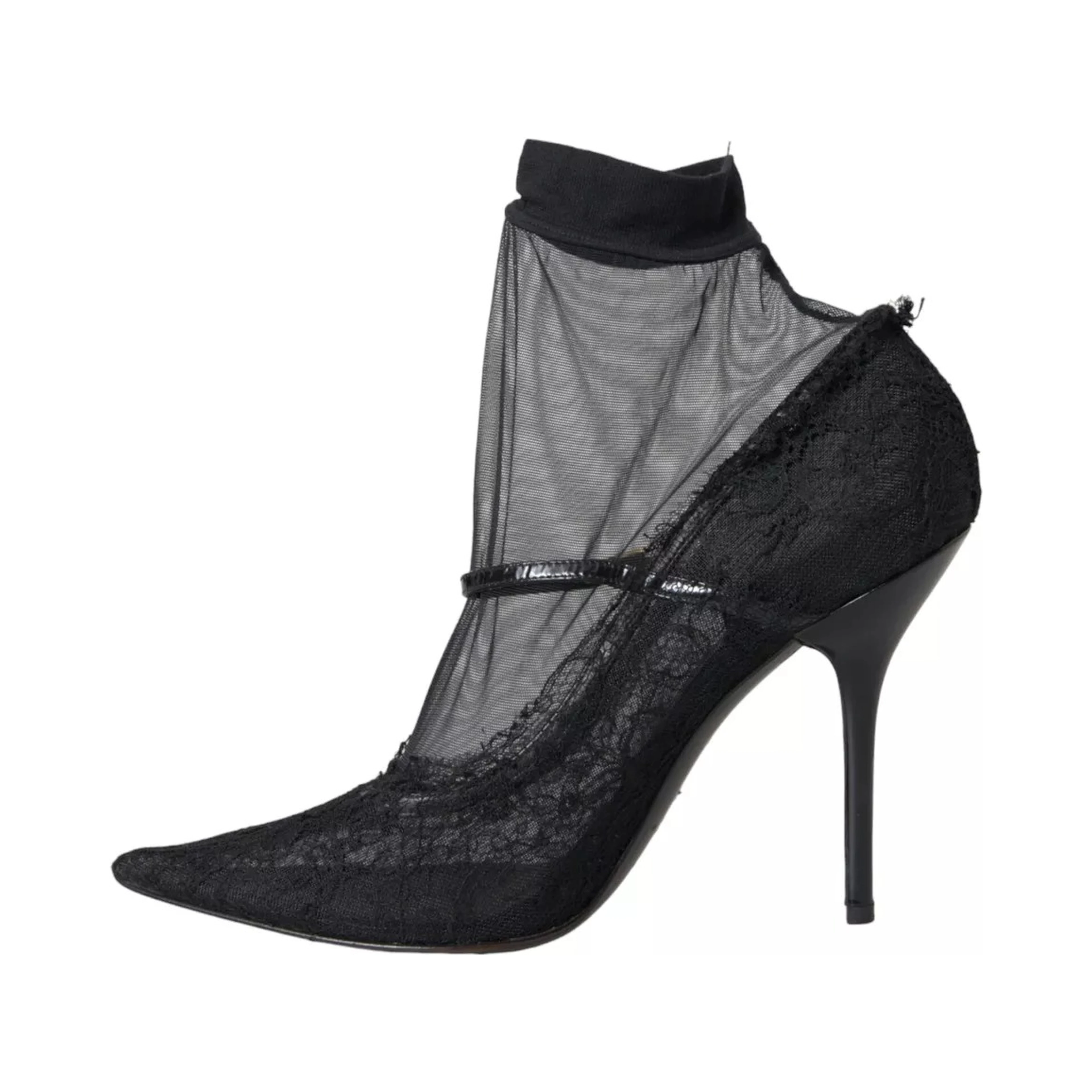 Black Tulle Stretch Boots Pumps Shoes