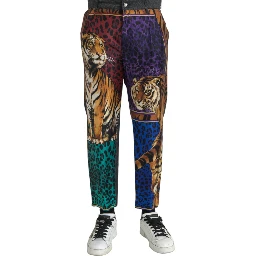 Multicolor Tiger Leopard Cotton Loose Tapered Pants