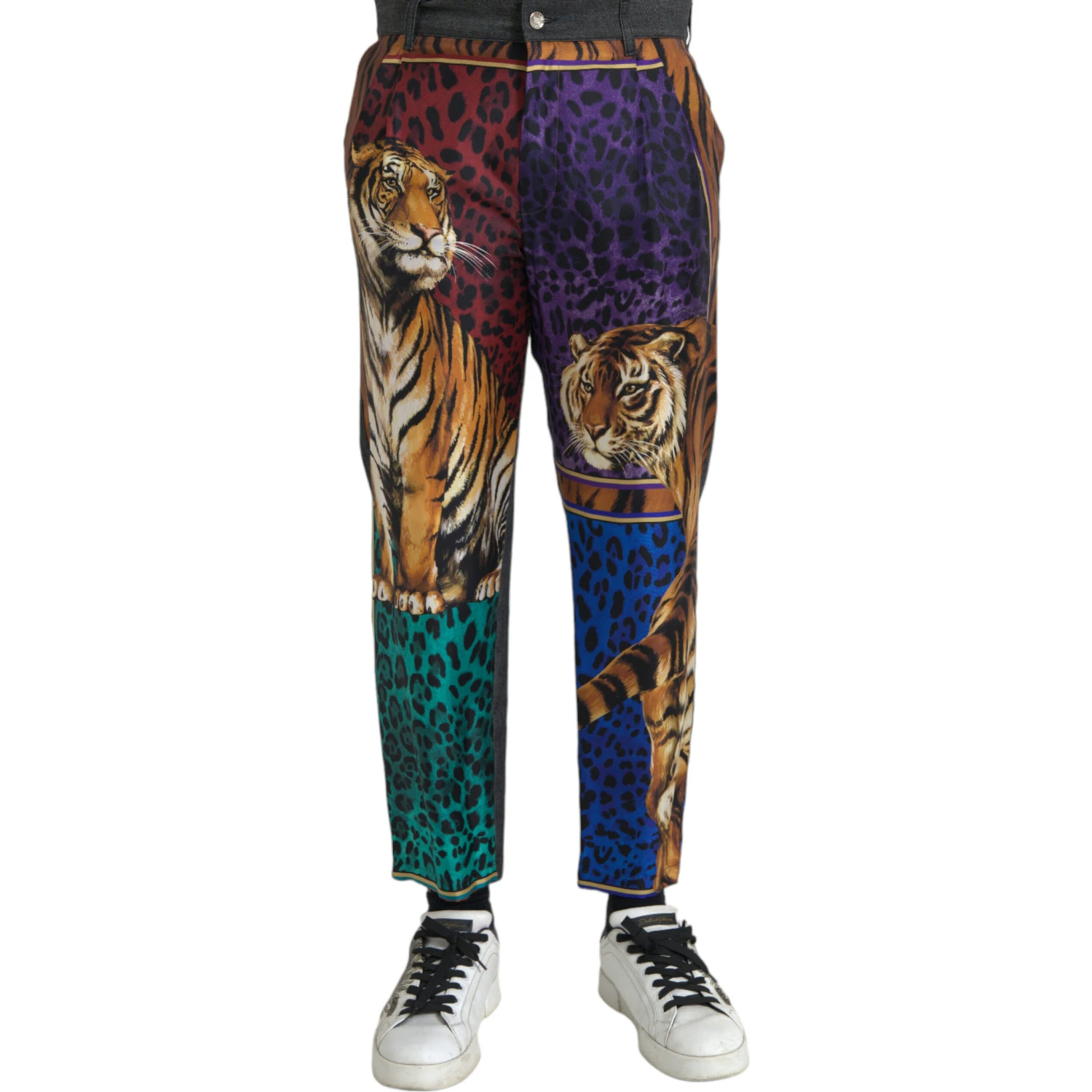 Multicolor Tiger Leopard Cotton Loose Tapered Pants