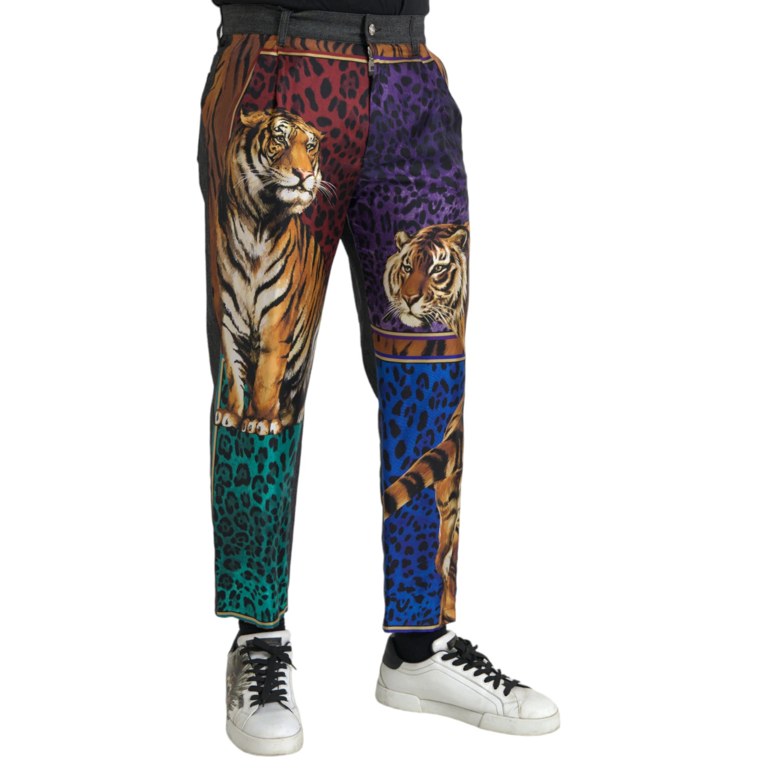 Multicolor Tiger Leopard Cotton Loose Tapered Pants