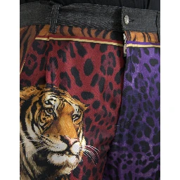 Multicolor Tiger Leopard Cotton Loose Tapered Pants