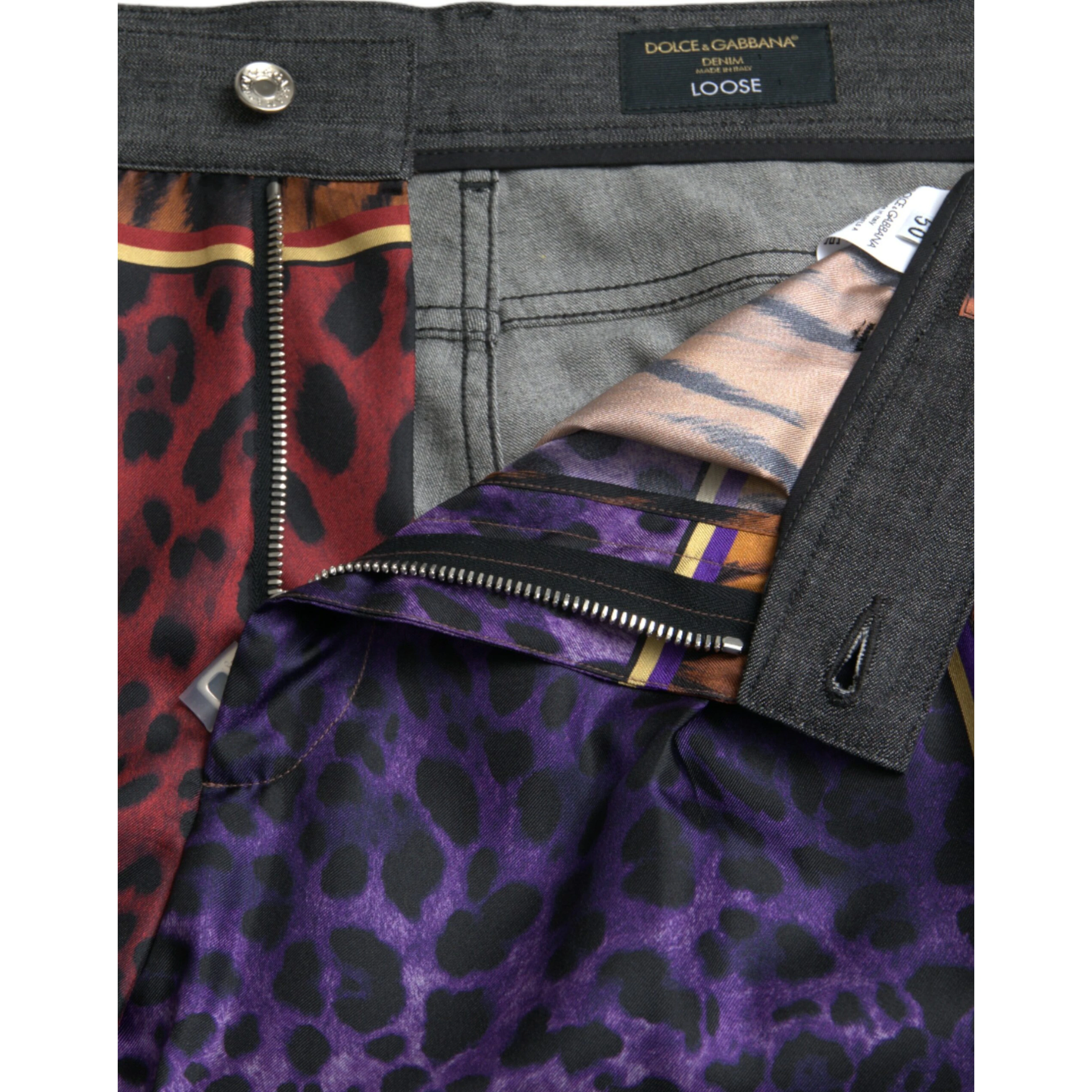 Multicolor Tiger Leopard Cotton Loose Tapered Pants