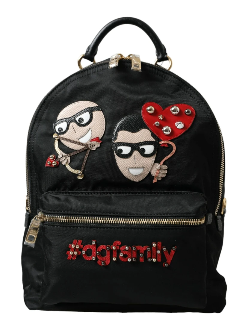 Black #DGFAMILY Embellished Backpack VULCANO Bag