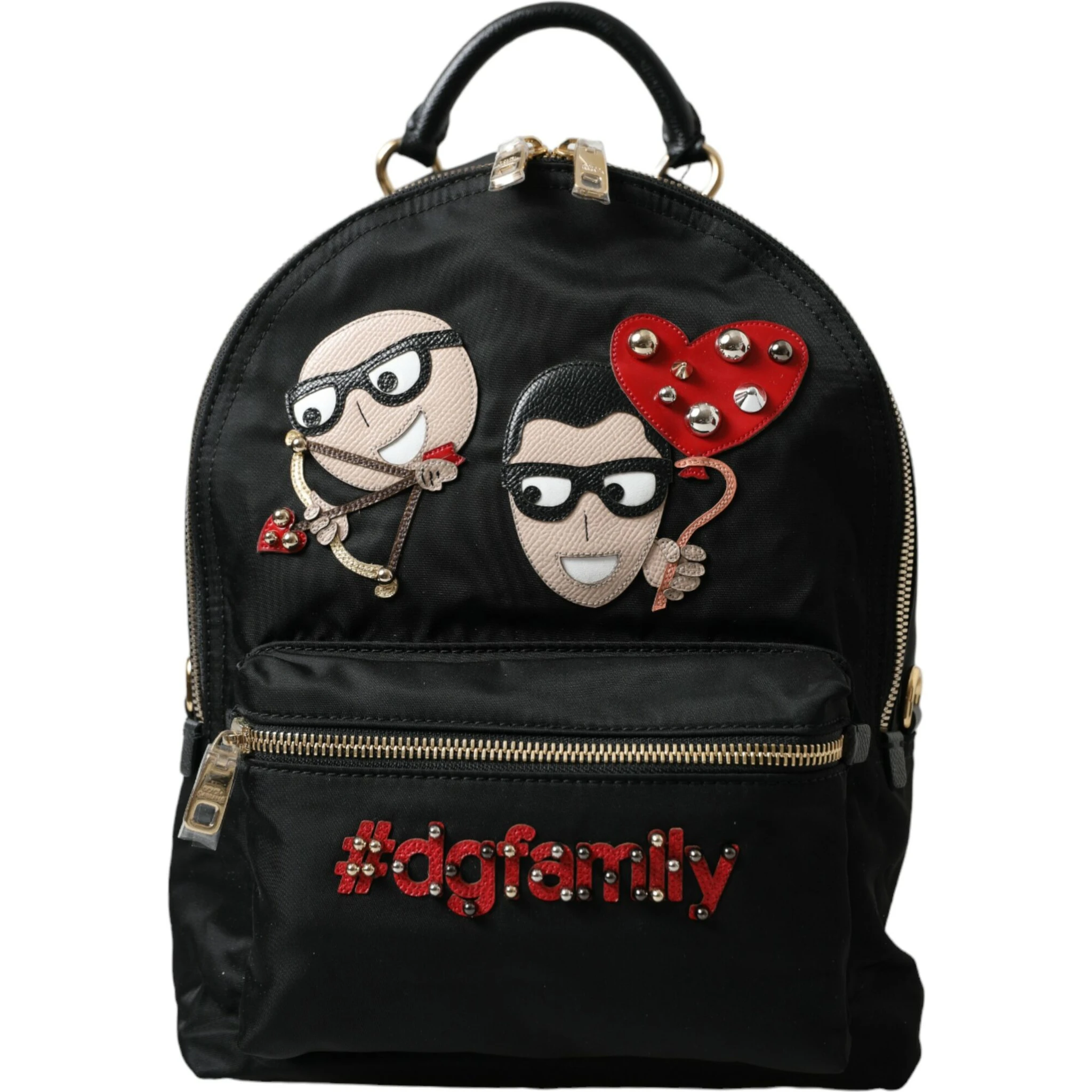 Black #DGFAMILY Embellished Backpack VULCANO Bag