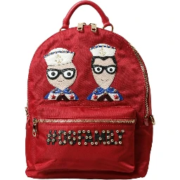 Red #DGFAMILY Embellished Backpack VULCANO Bag