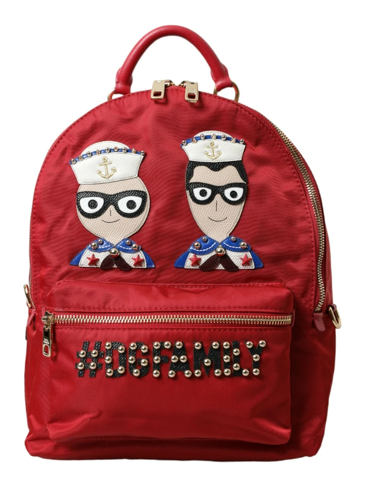 Red #DGFAMILY Embellished Backpack VULCANO Bag
