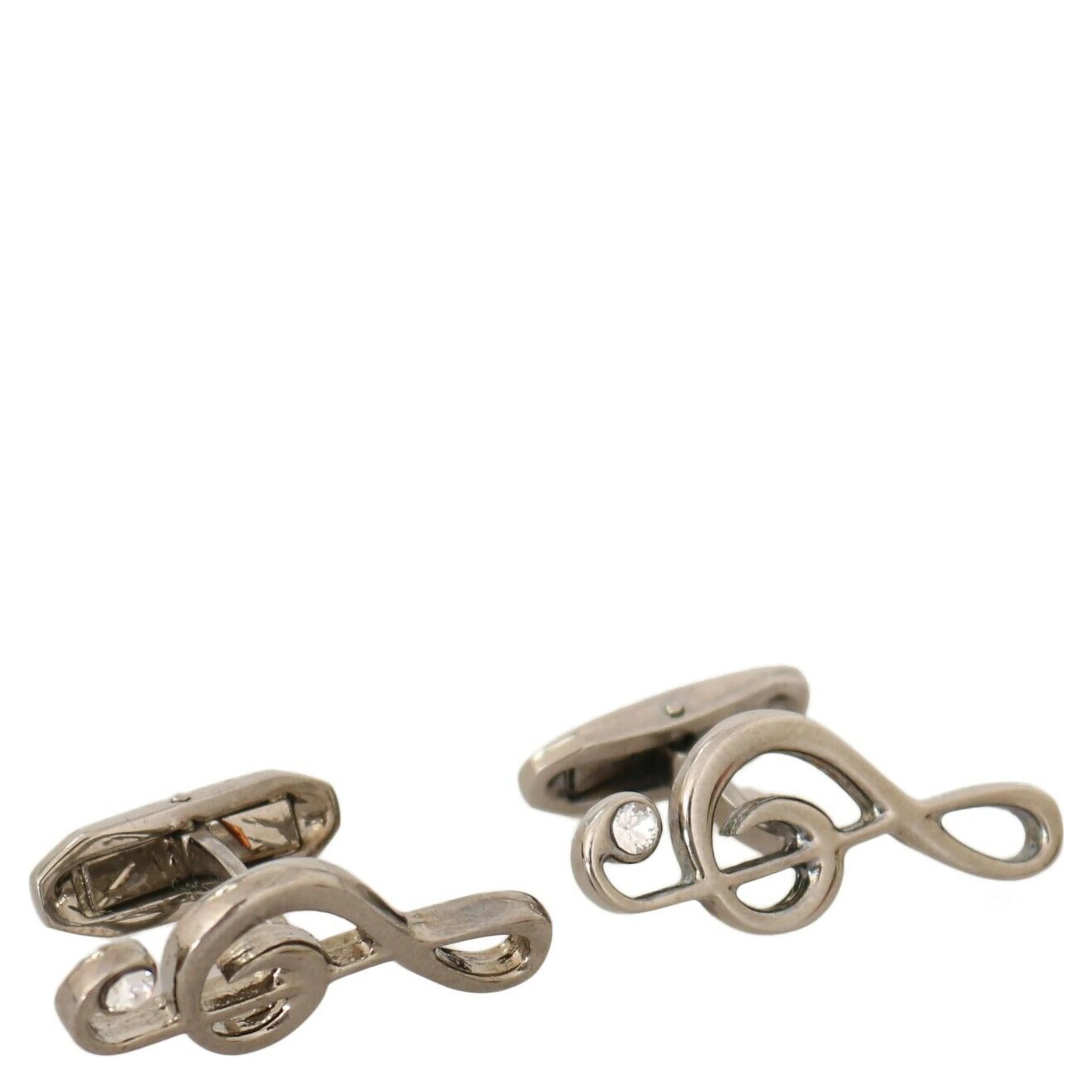 Silver Brass Tremble Clef Crystal Cufflinks