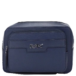 Cooper Small Navy Blue Smooth Leather Double Zip Belt Bag