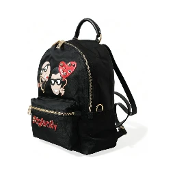 Black #DGFAMILY Embellished Backpack VULCANO Bag