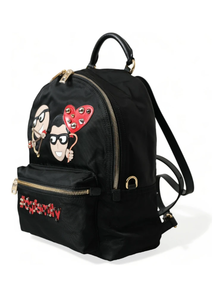 Black #DGFAMILY Embellished Backpack VULCANO Bag alternative