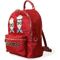 Red #DGFAMILY Embellished Backpack VULCANO Bag