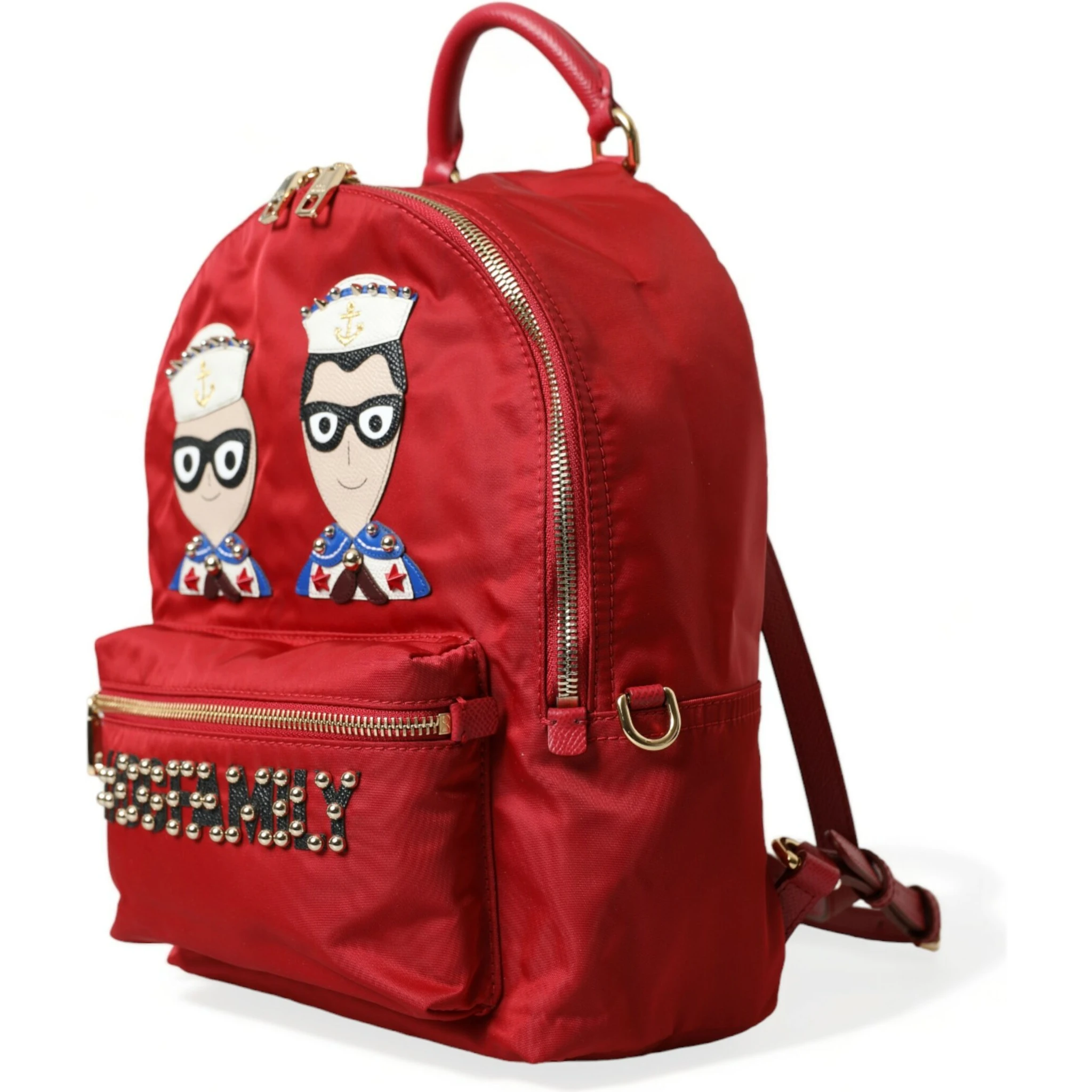 Red #DGFAMILY Embellished Backpack VULCANO Bag