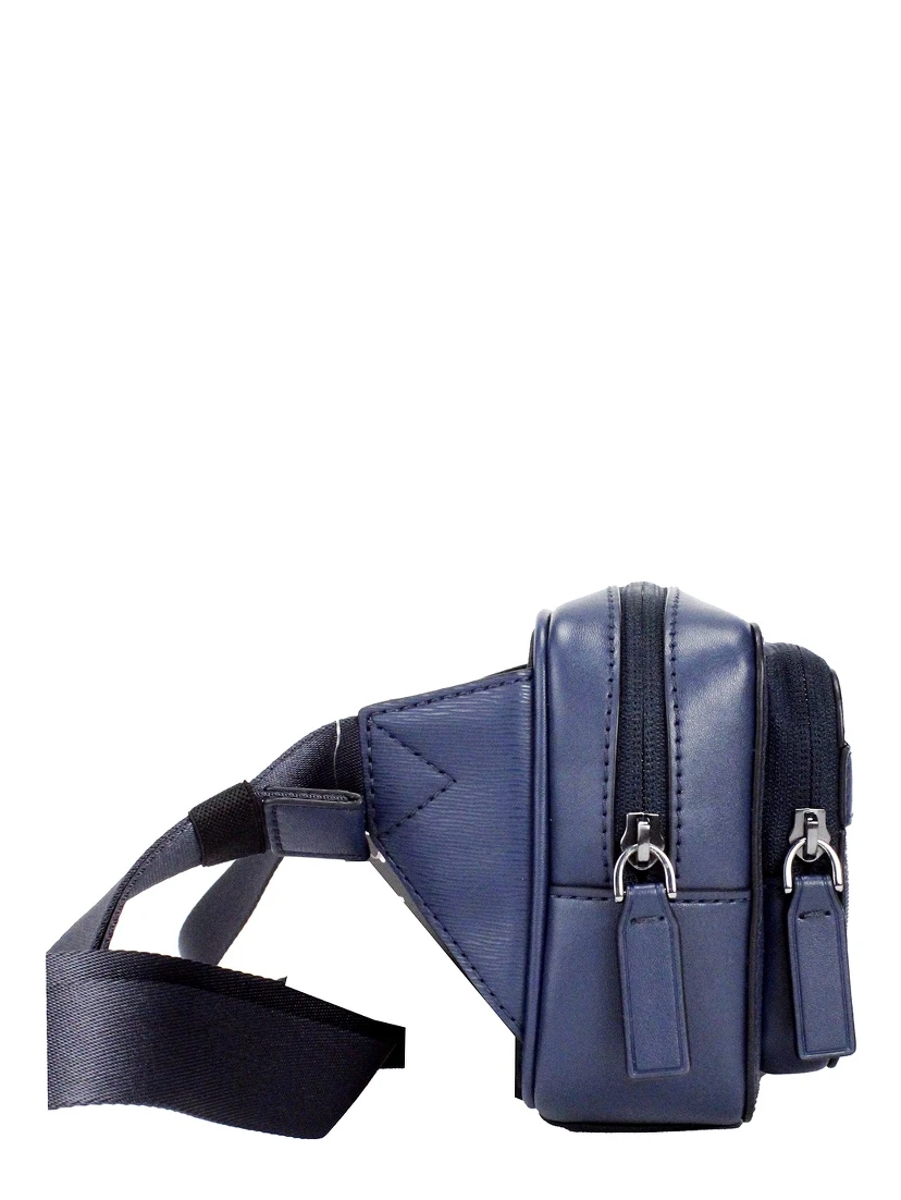 Cooper Small Navy Blue Smooth Leather Double Zip Belt Bag