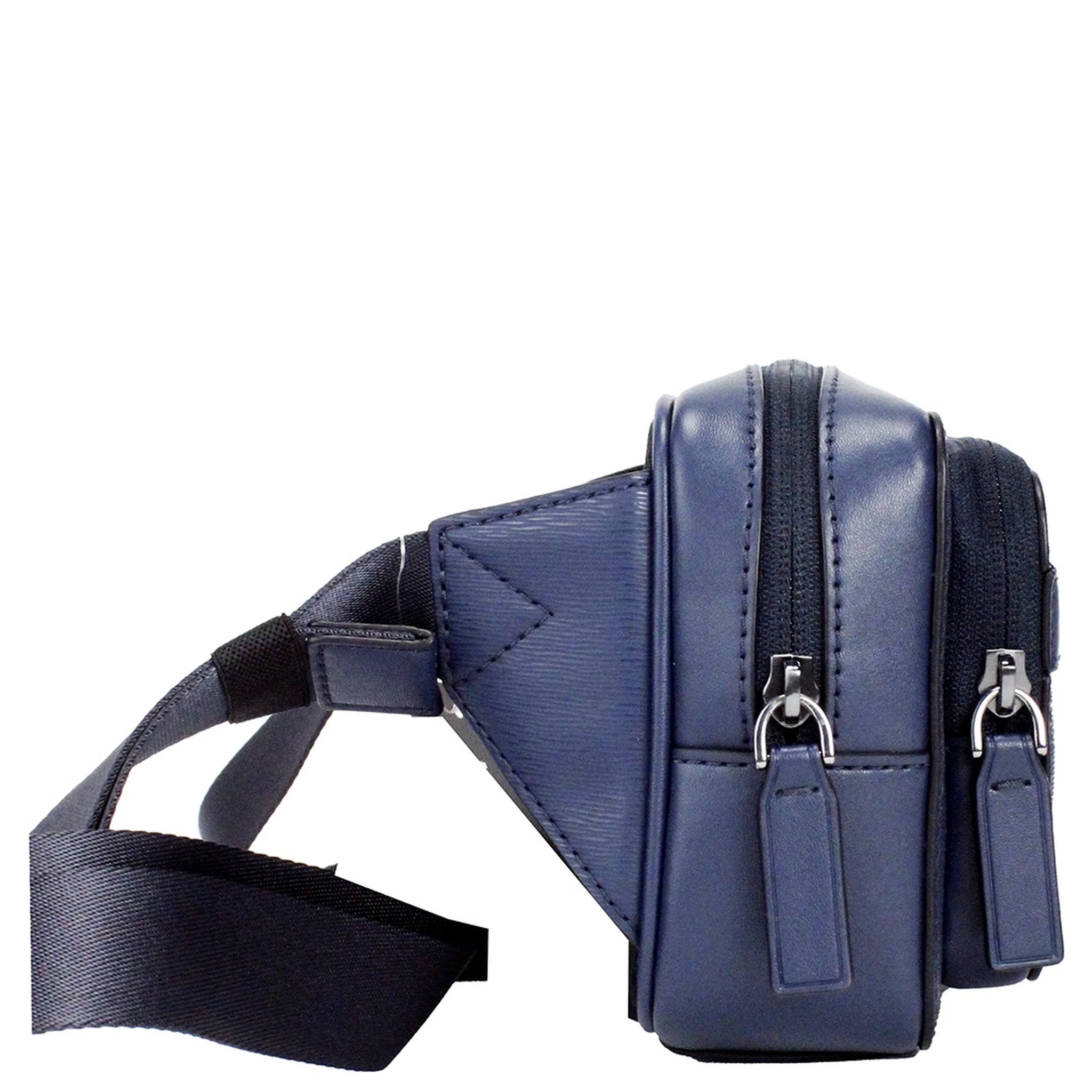 Cooper Small Navy Blue Smooth Leather Double Zip Belt Bag