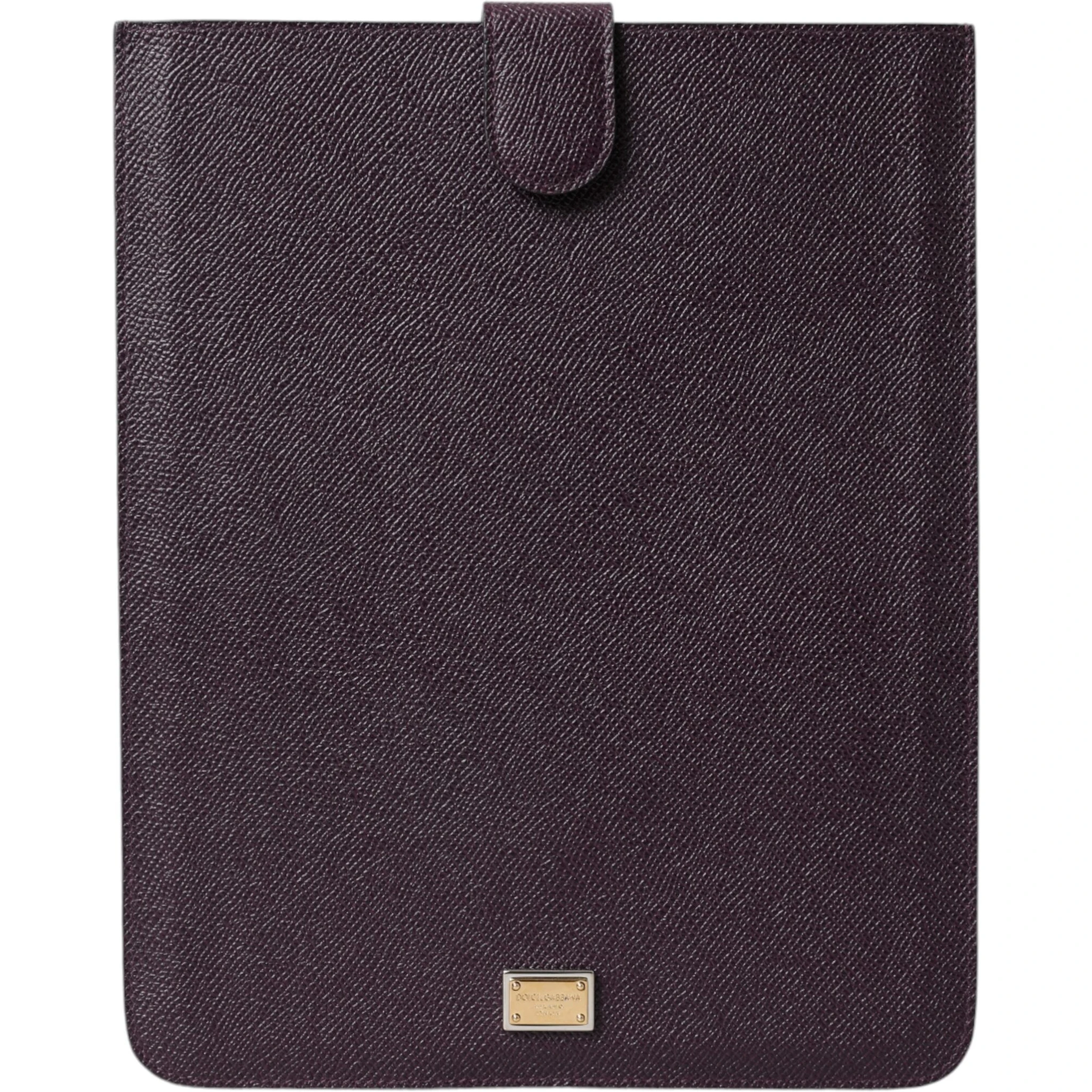 Dark Brown Leather Logo Plaque Cover Sleeve Tablet Case