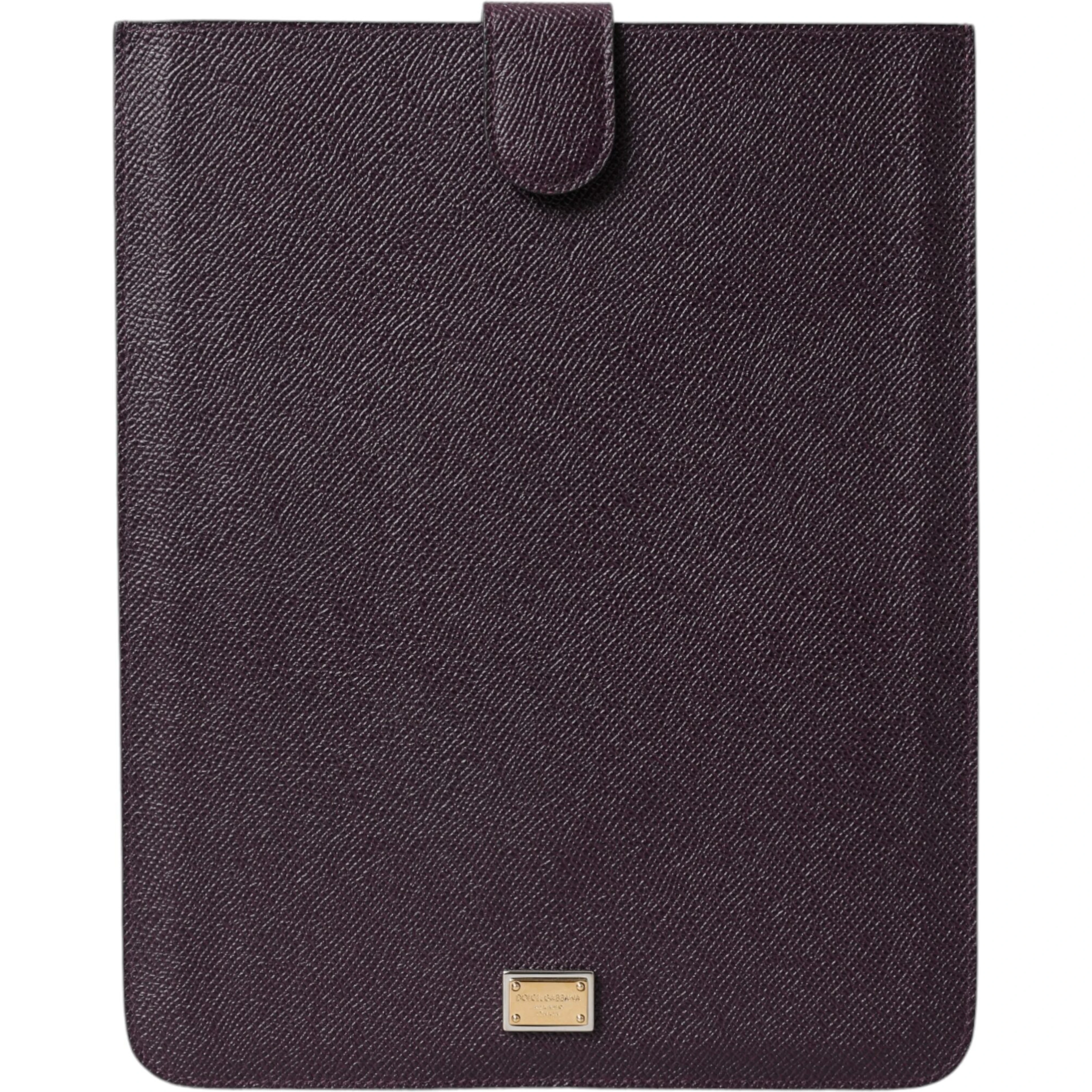 Dark Brown Leather Logo Plaque Cover Sleeve Tablet Case