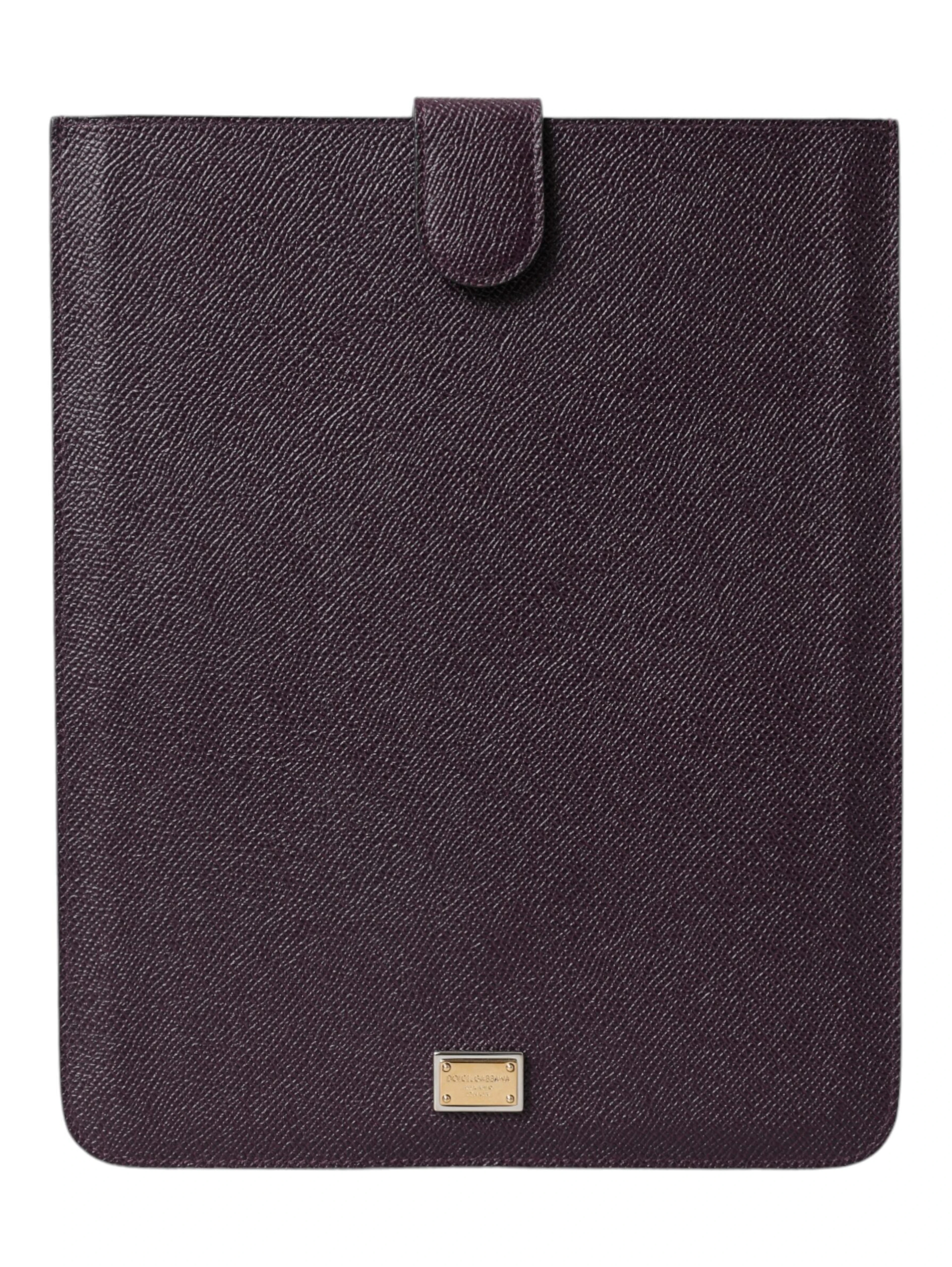Dark Brown Leather Logo Plaque Cover Sleeve Tablet Case