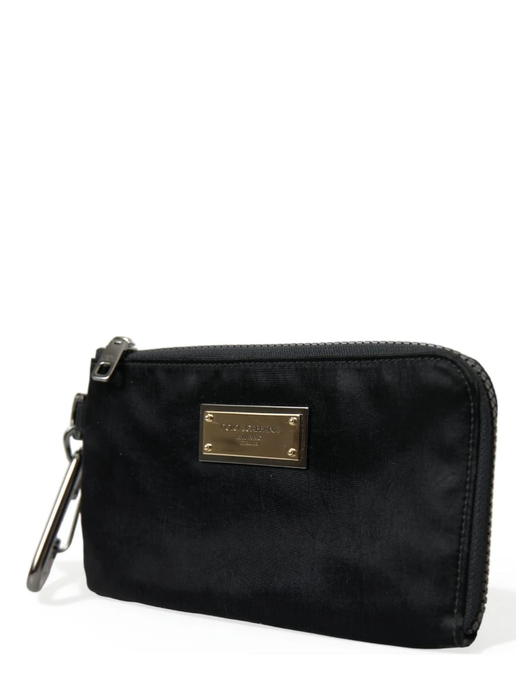 Black Nylon Logo Plaque Keyring Pouch Clutch Bags alternative