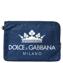 Blue DG Milano Print Nylon Pouch Clutch Men Bag