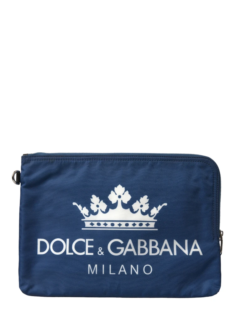 Blue DG Milano Print Nylon Pouch Clutch Men Bag