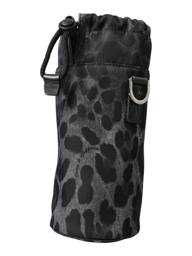 Black Leopard Round Slim Tote Bottle Cage Bag