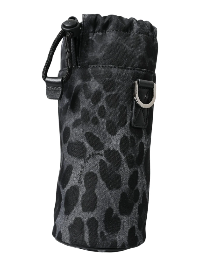 Black Leopard Round Slim Tote Bottle Cage Bag