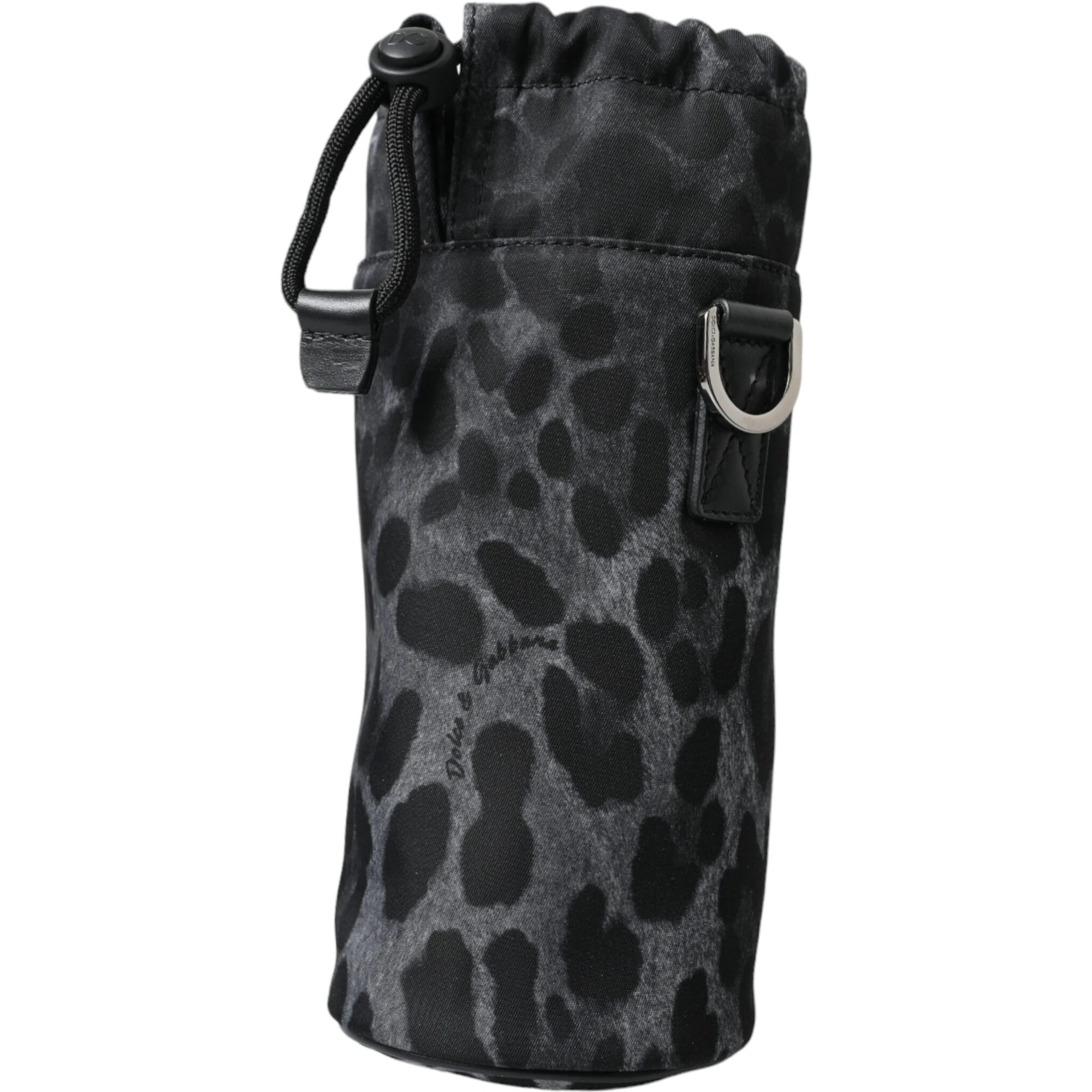 Black Leopard Round Slim Tote Bottle Cage Bag
