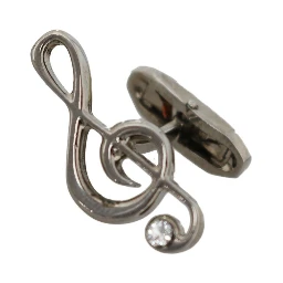 Silver Brass Tremble Clef Crystal Cufflinks