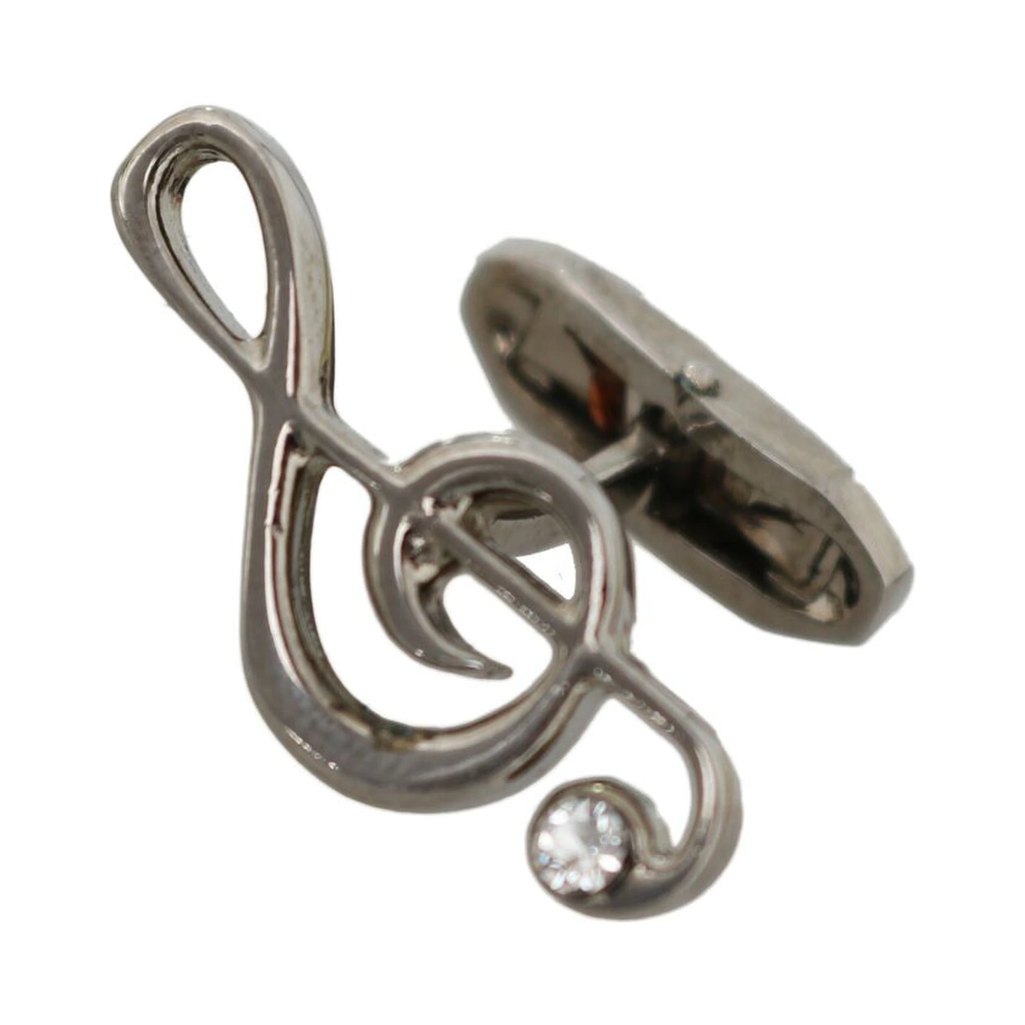 Silver Brass Tremble Clef Crystal Cufflinks