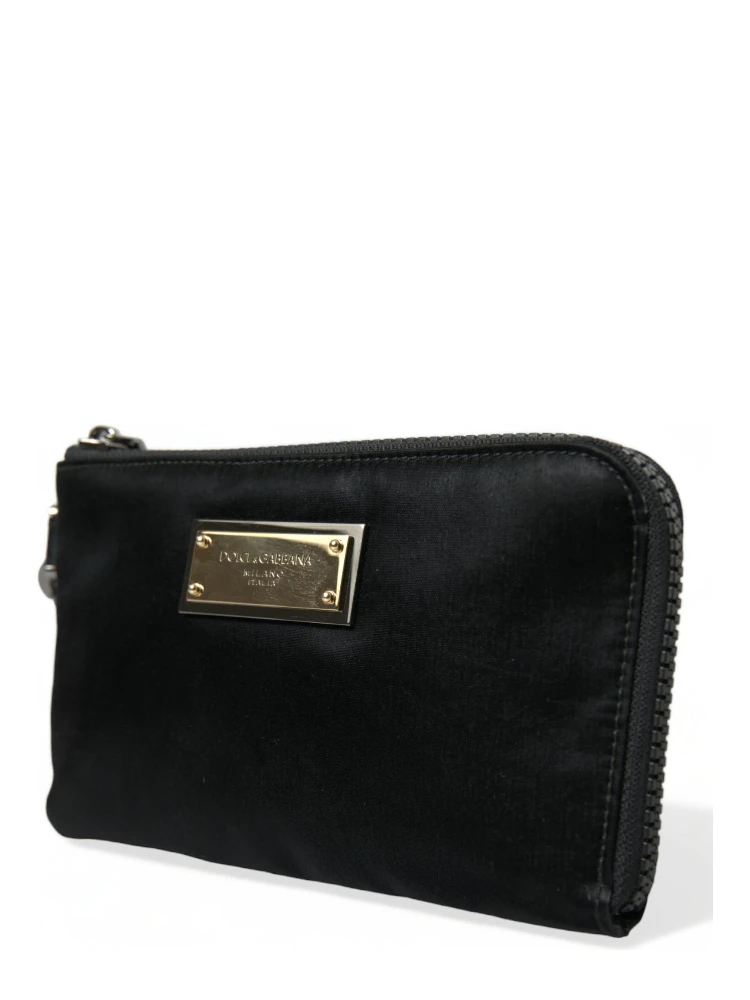 Black Nylon Logo Plaque Keyring Pouch Clutch Bag alternative