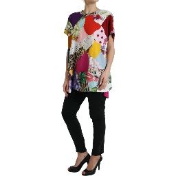 Multicolor Patchwork Cotton Silk Blouse Top