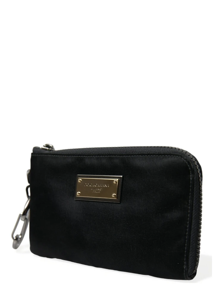 Black Nylon Logo Plaque Keyring Pouch Clutch Bag alternative